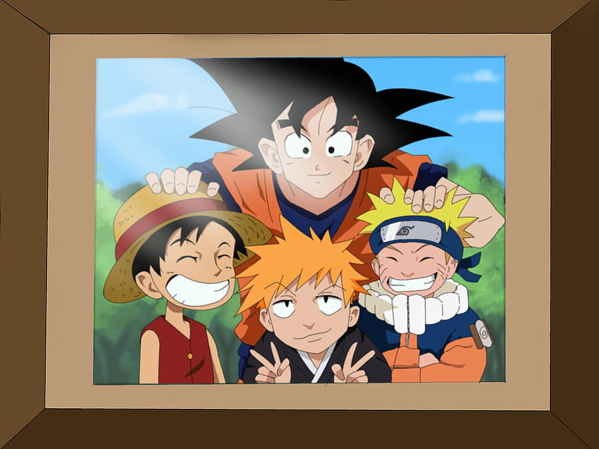 Naruto Goku Luffy and Ichigo Coloring by, the big three anime HD 월페이퍼