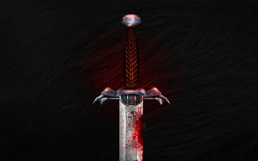 Anime-Typ mit blutigem Schwert, gepostet von Sarah Anderson, rotes Schwert HD-Hintergrundbild