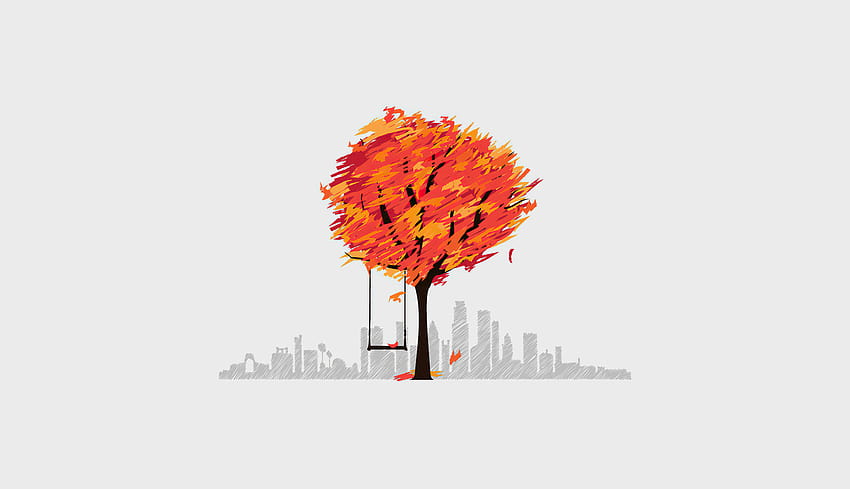 1336x768 Autumn Tree Minimal Art Laptop , Backgrounds, and, fall art HD wallpaper
