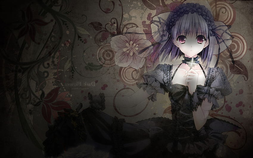 anime, Lavender, Purple Eyes, Purple Hair, Violet Eyes, Cross, dark goth anime HD wallpaper