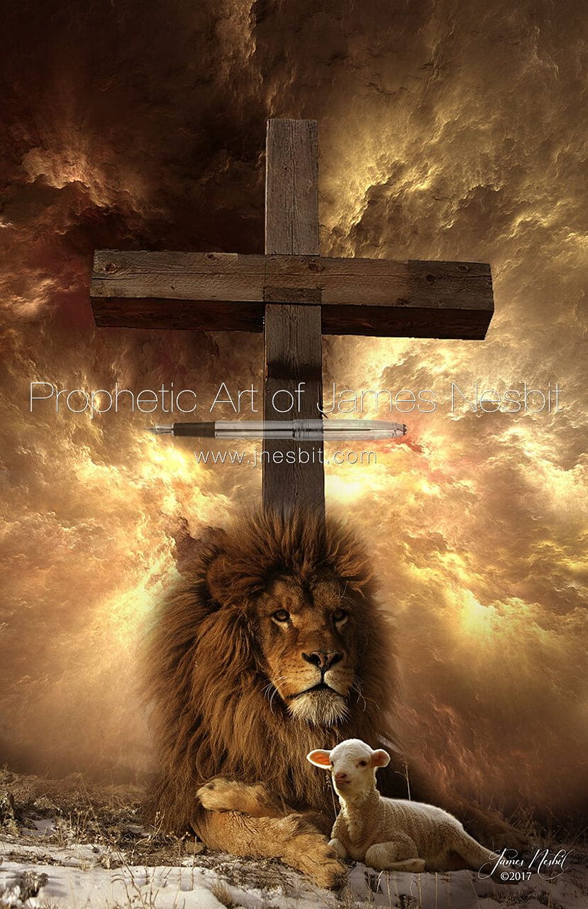 El león y la cruz del cordero, jesús león fondo de pantalla del teléfono