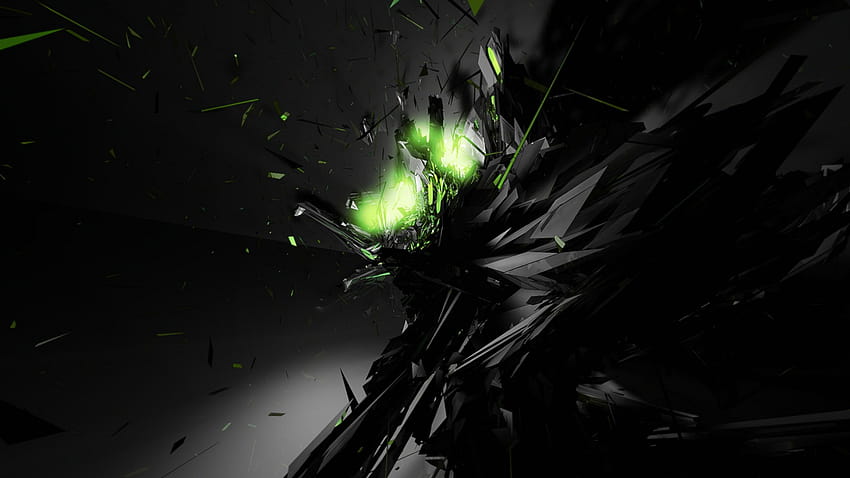 5 Black and Green Abstract, black and green shards HD wallpaper