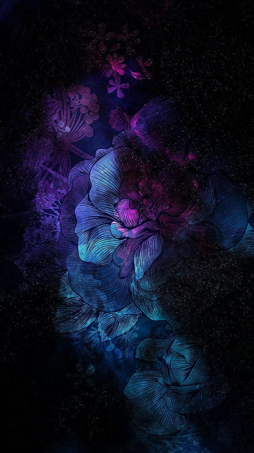 blue flower in dark for android and iphones, visit, flower amoled HD phone wallpaper