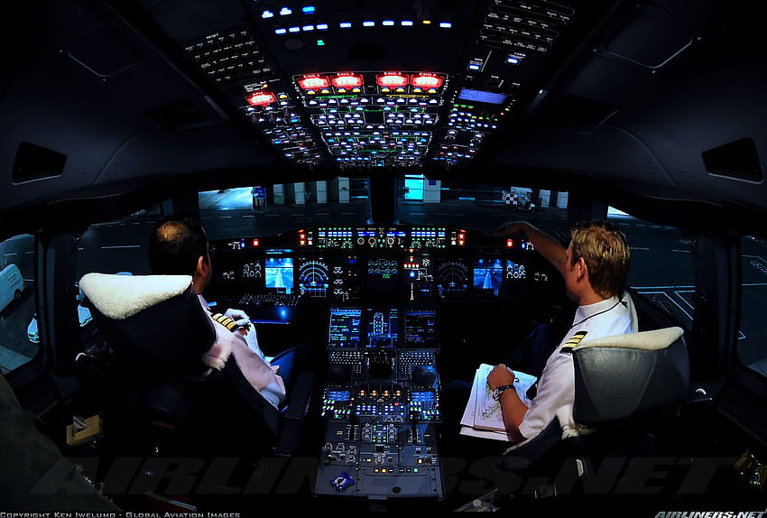 El regulador de seguridad aérea prohíbe a los pilotos hacer clic mientras están de servicio, piloto de línea aérea fondo de pantalla