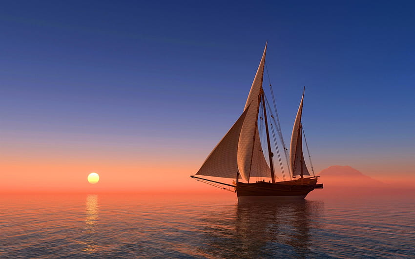 Mer, voilier, coucher de soleil 2880x1800 , voilier coucher de soleil Fond d'écran HD