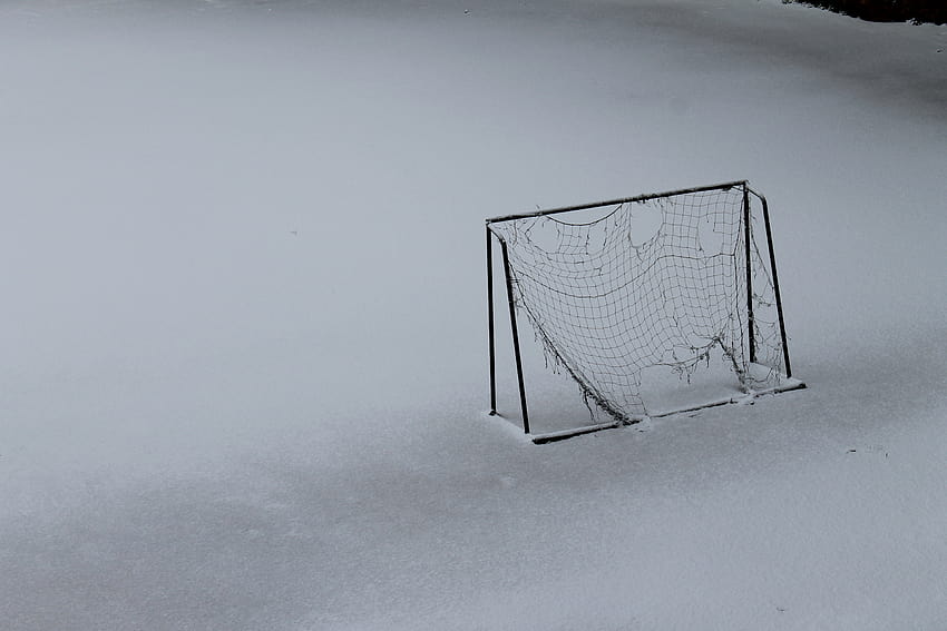 : Goal, snow, field, ice, soccer, zing, angle, Lebanon, net, football, line, torn, blizzard, black and white, font, winter storm, bhs, broummana, product design 3000x2000, winter soccer HD wallpaper