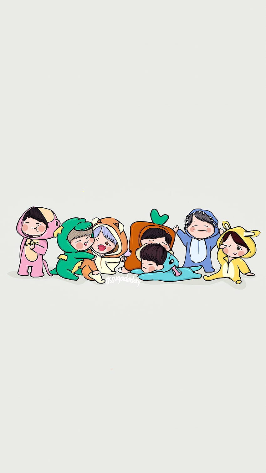 BTS Chibi Cute Butter Army Kawaii Jin Suga J-Hope RM Jimin V