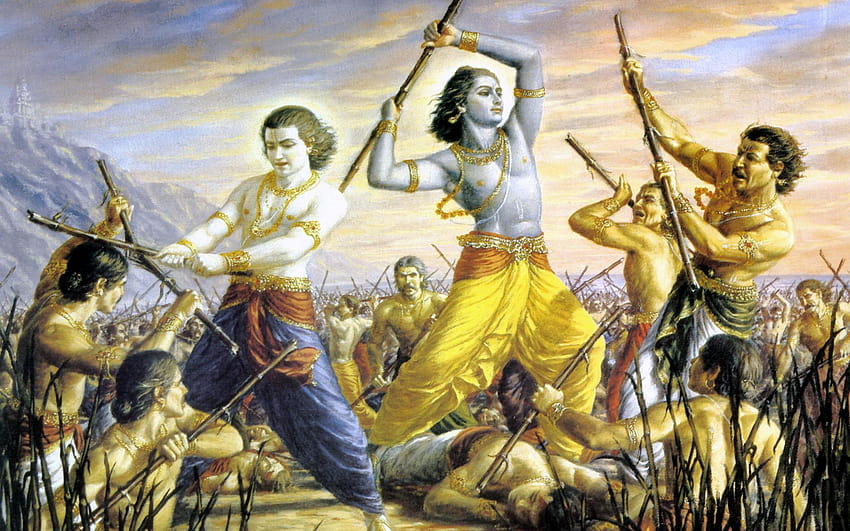 Lord Radha Krishna Mobile, Lord Krishna e Arjuna Sfondo HD