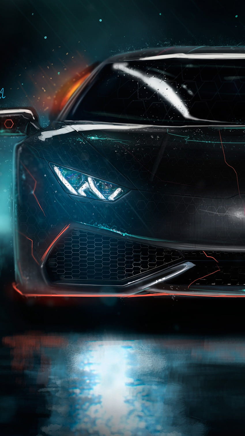 Lamborghini Huracan, CGI, Custom, Neon, Night, , Automotive / Editor's Picks, neon lambo HD phone wallpaper