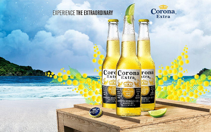 เครื่องดื่มแอลกอฮอล์ Corona Extra Beer สำหรับเครื่องดื่มคอมพิวเตอร์พีซีของคุณ วอลล์เปเปอร์ HD