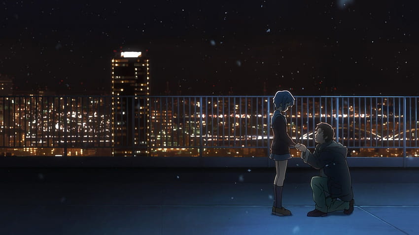 Anime School Rooftop Backgrounds Night, anime night roof HD wallpaper