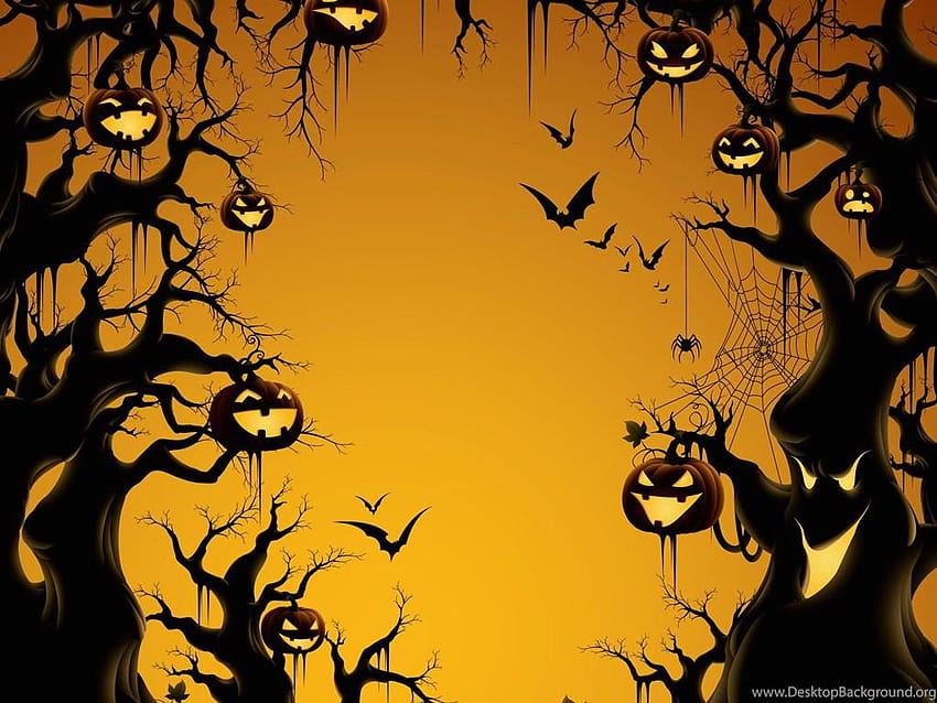 Halloweenowe drzewko z ozdobami Tapeta HD