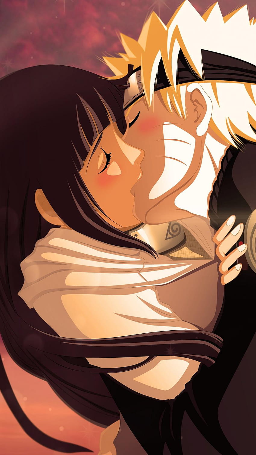 Naruto Uzumaki Naruto Hyuuga Hinata Girl Boy Kiss iPhone 8, słodki pocałunek dziewczyny i chłopca z anime Tapeta na telefon HD
