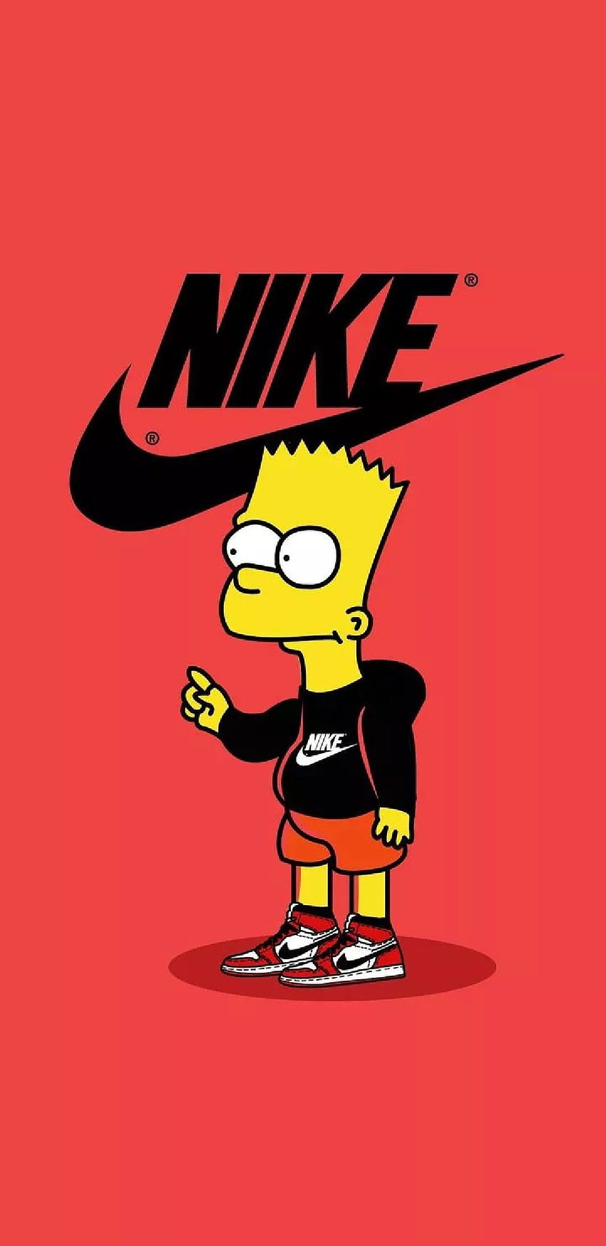 Simpsons Nike Red Full en 2021, bart simpson nike fondo de pantalla del teléfono