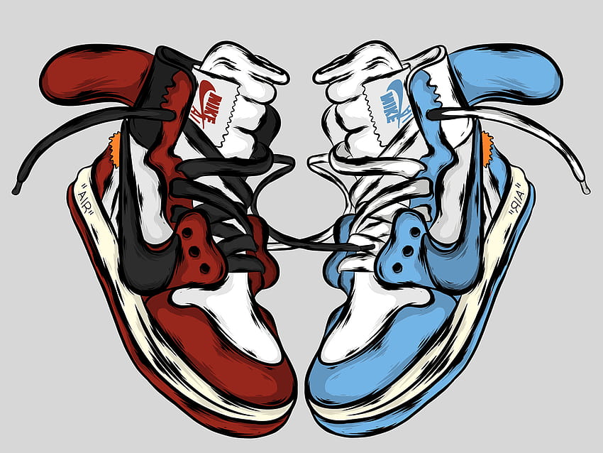 Zapatos Jordan de dibujos animados, arte jordan fondo de pantalla