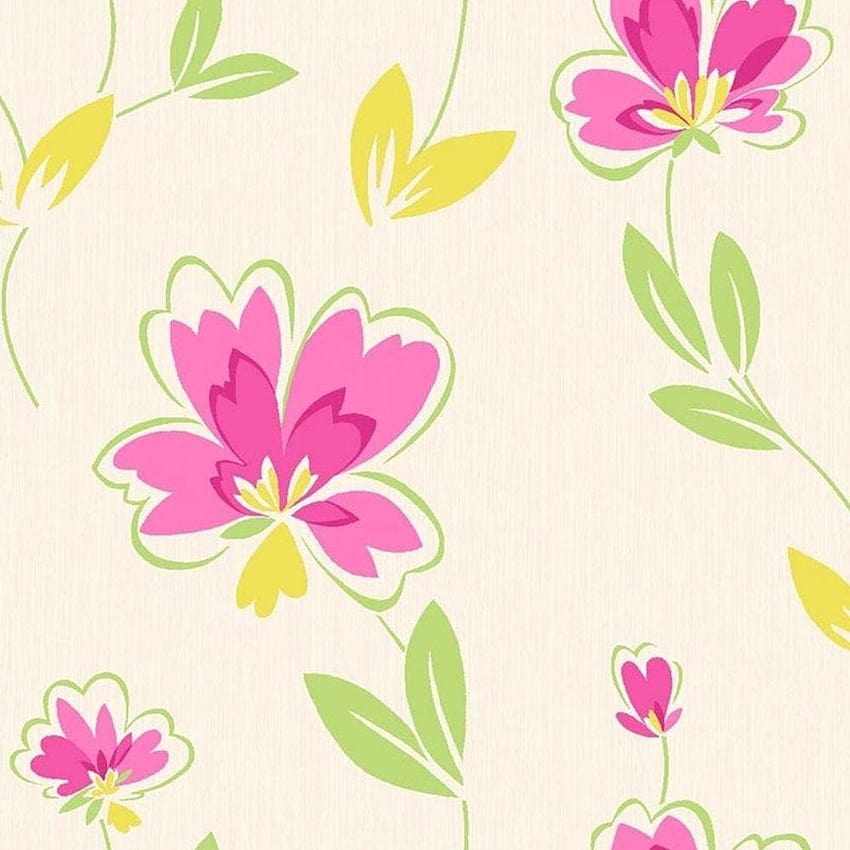 Crown Fresh Floral Pink, Green, Yellow, pink and green HD phone wallpaper