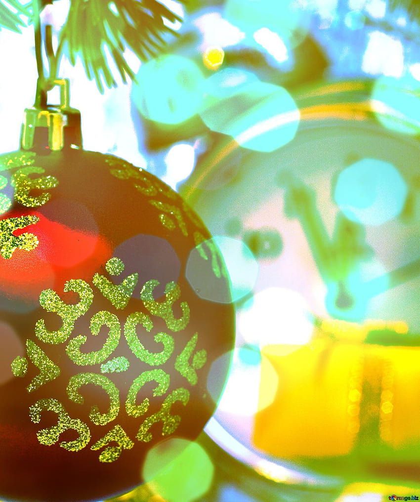 クリスマスレッドのボールとCCの時計、クリスマスレッドとグリーン HD電話の壁紙