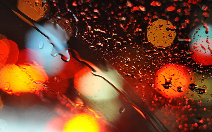 Lichter, Glas, Bokeh, Wasser, Tropfen / und mobile Hintergründe, Wassertropfen Glas HD-Hintergrundbild