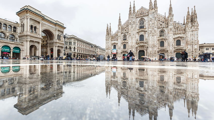 Katedral Italy Arch Town square Duomo Milan 3840x2160, kota milan Wallpaper HD