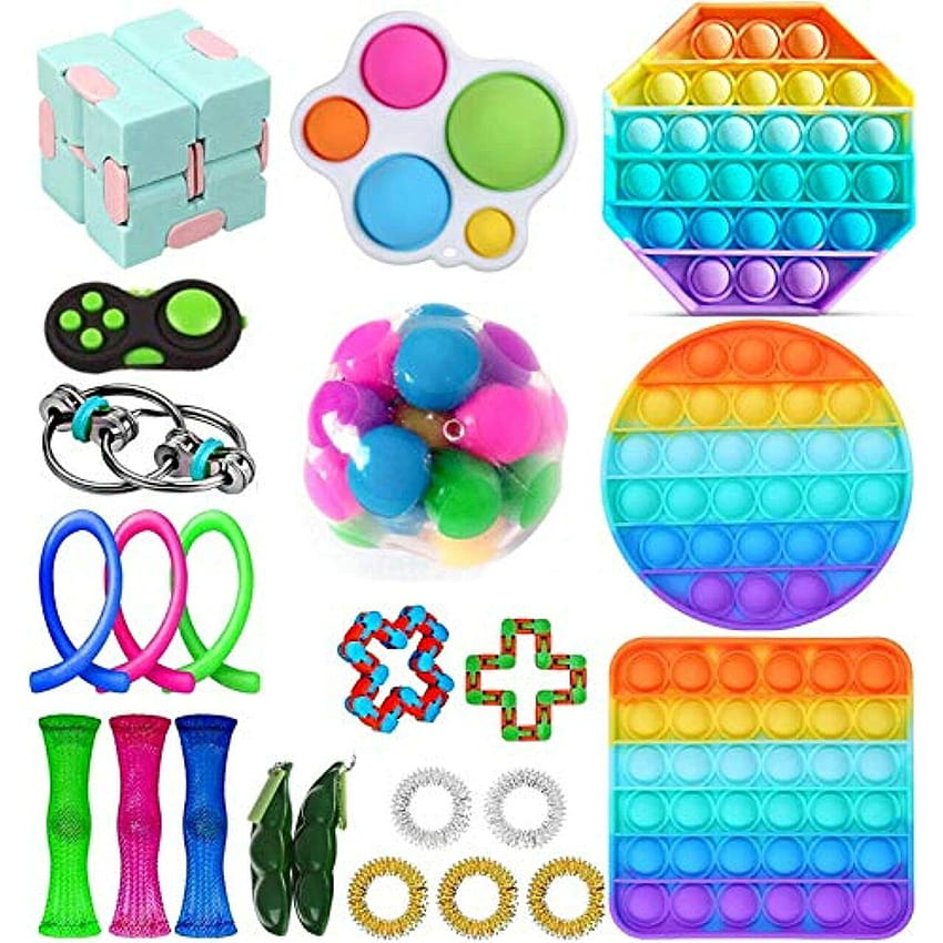 Fidget Pack, 28 piezas Fidget Toys Juguetes sensoriales baratos para niños adultos, Simple Dimple Fidget Toys, Alivio del estrés y Anti fondo de pantalla del teléfono