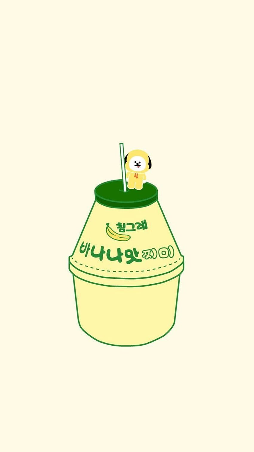 BT21 drink sticker illustration, banana milk HD phone wallpaper