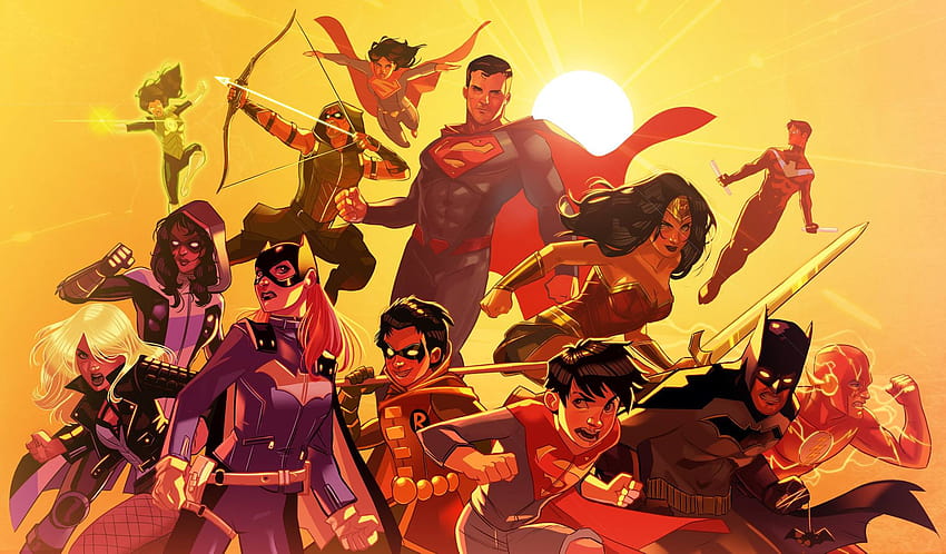 Justice League DC Comics ซูเปอร์แมน ผู้หญิงที่น่าแปลกใจ แบทแมน Flash Robin การ์ตูน DC ลูกศรสีเขียว ไนท์วิงค์ซู วอลล์เปเปอร์ HD