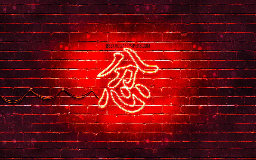 Anger Kanji hieroglyph, neon japanese HD wallpaper