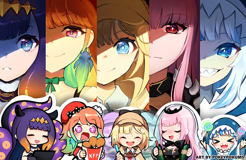 I drew all the HoloMyth girls!!! I love them so much! （*´ `*）: Hololive ...