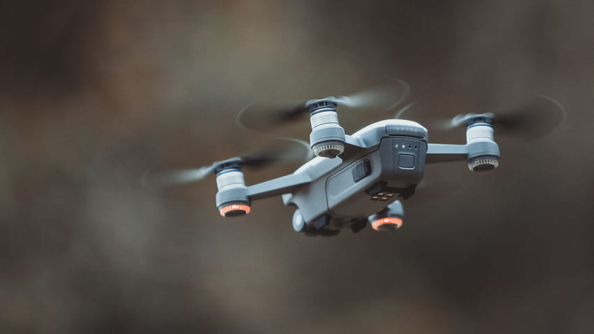 Grey Quadcopter Drone Blurred Backgrounds HD wallpaper