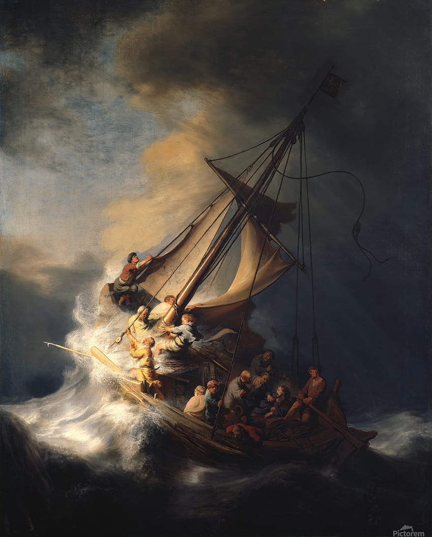 Rembrandt van Rijn : La tempête sur la mer de Galilée 300ppi Fond d'écran de téléphone HD
