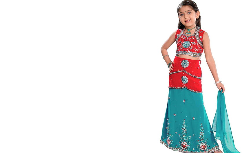 Lehenga Choli Çocuk Modası Giyen Kız Bebek HD duvar kağıdı