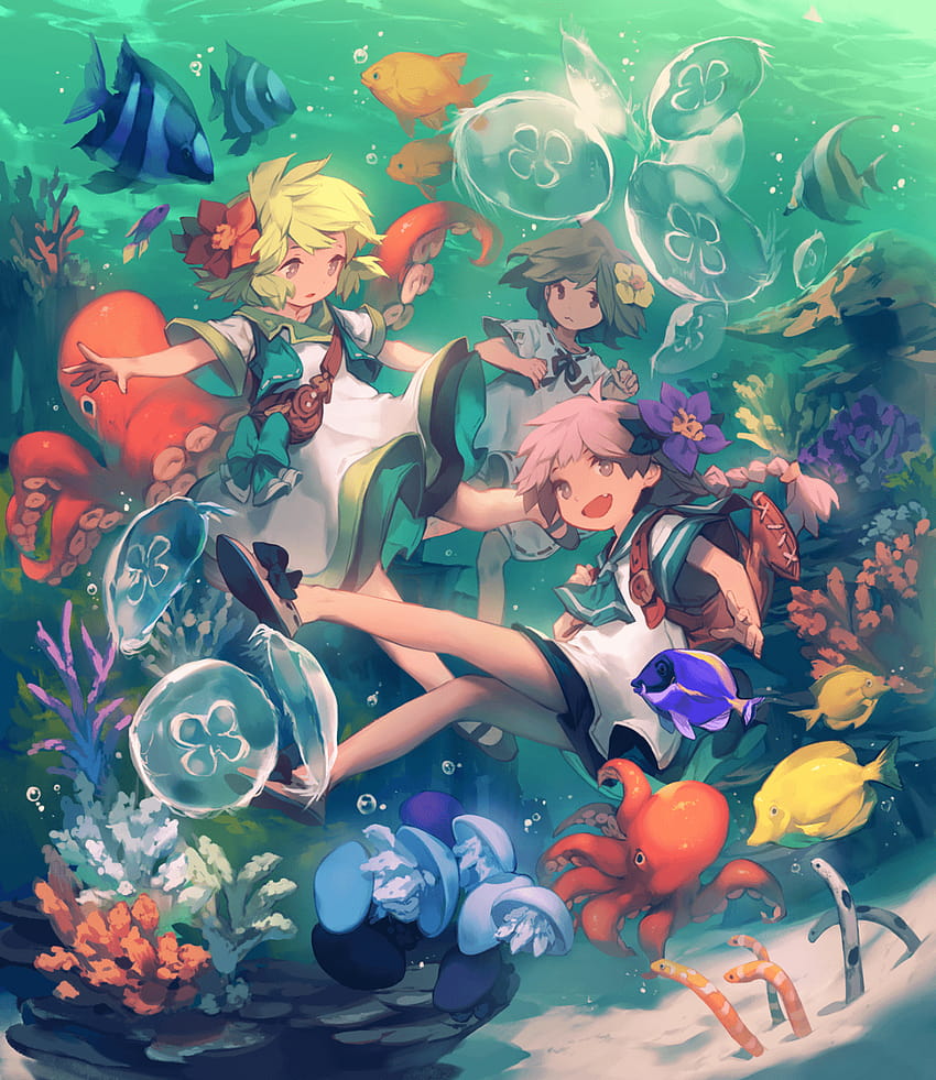 Anime Girl Underwater Live Wallpaper - MoeWalls