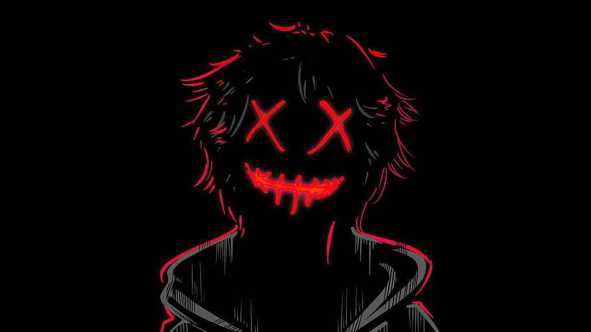 Red Neon Mask Boy Dunkler, neonroter Typ HD-Hintergrundbild
