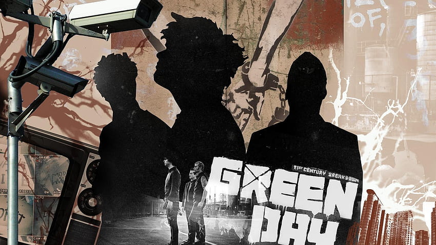 Music silhouette green day graffiti rock artwork bands HD wallpaper