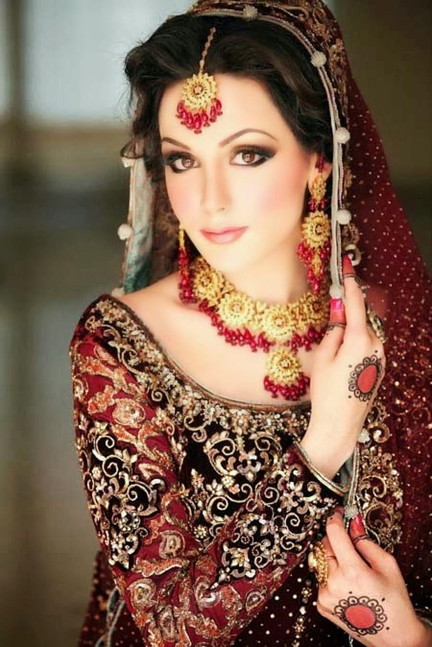 파키스탄 아름다운 신부 메이크업 아이디어 2014, 파키스탄 신부 HD 전화 배경 화면