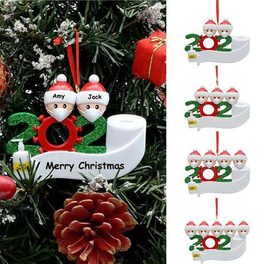 2020 Family Christmas Ornaments, Family of 4 with Masks, Quarantine Survivor Family Customized Christmas Decorating Hanging Kit, 2pcs Creative DIY Gift for Family HD phone wallpaper