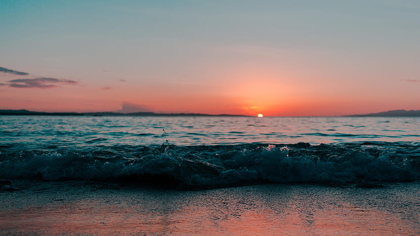 5120x2880 Sea Shore Ocean During Sunset , Backgrounds, and, sunset ocean HD wallpaper