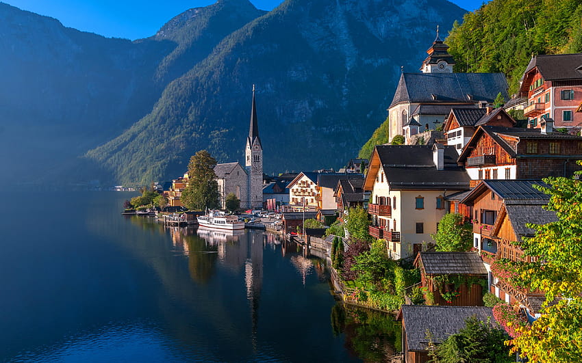 Hallstatt, musim panas, danau, pegunungan, Eropa, hallstatt austria Wallpaper HD