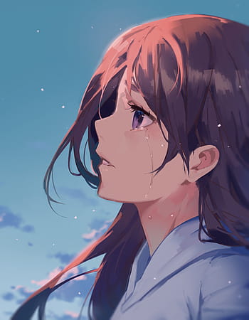 1600x2560 Anime Girl, Crying, Profile View, Sad, anime girl sad