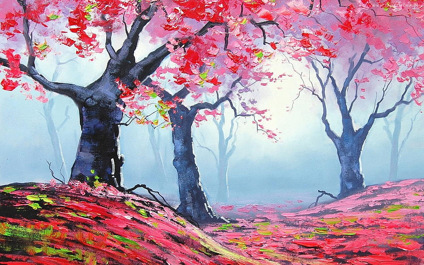 Autumn season drawing easy / Autumn season drawing with oil pastel / Autumn  scenery drawing - YouTube