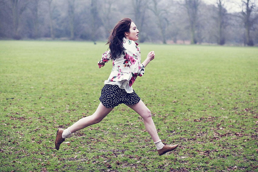 scared running woman