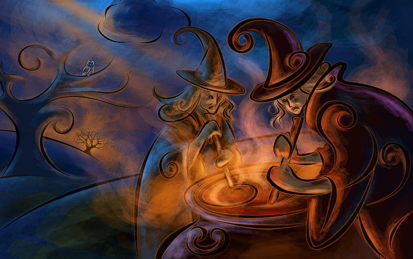 Witchcraft Magic Night Cauldron, witches night HD wallpaper
