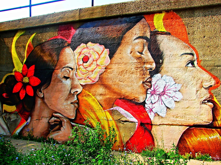 : ИЗКУСТВО, цвете, стенопис, , улично изкуство, графити, растение, произведение на изкуството 2048x1536, стенопис HD тапет