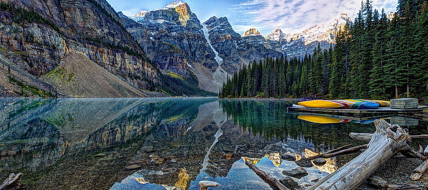 Moraine Lake Banff National Park езеро Планини HD тапет