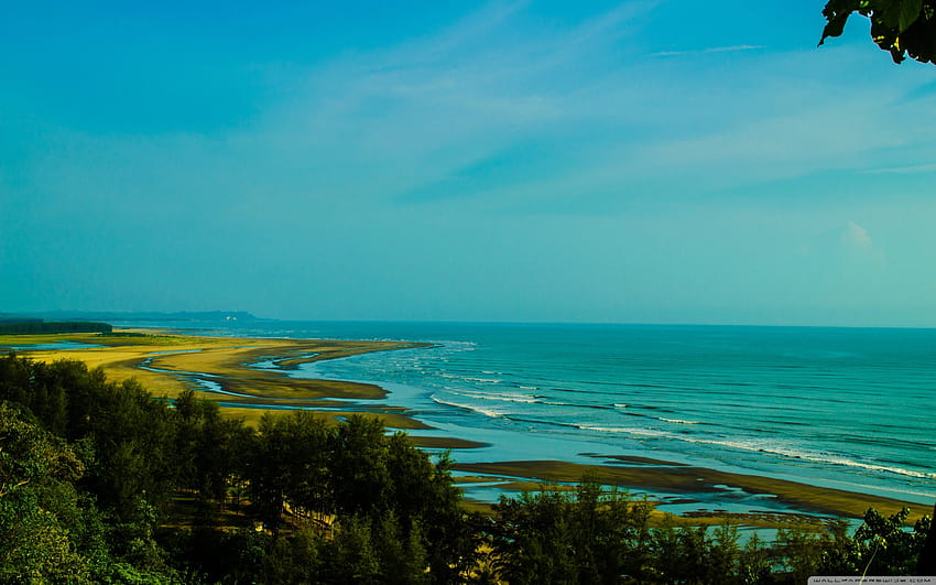 世界最長の海のビーチ、コックスバザール、バングラデシュ、コックスバザール 高画質の壁紙