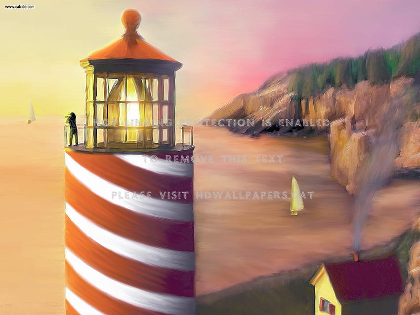 evening watch lighthouse keeper boat tower .cat HD wallpaper