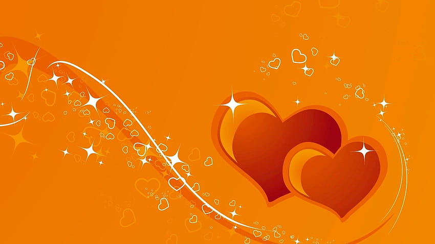 orange heart aesthetic HD wallpaper