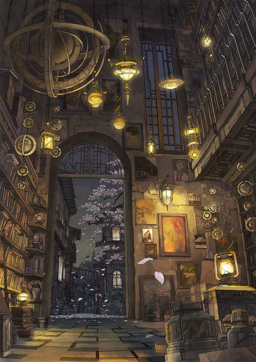Fantasy Library Concept Art HD phone wallpaper