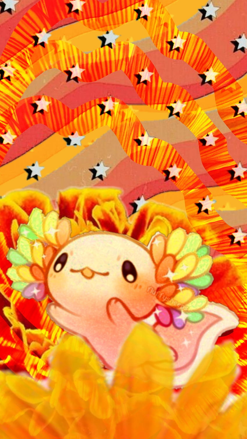 orange aesthetic axolotl by Ghost, cute axolotl HD phone wallpaper