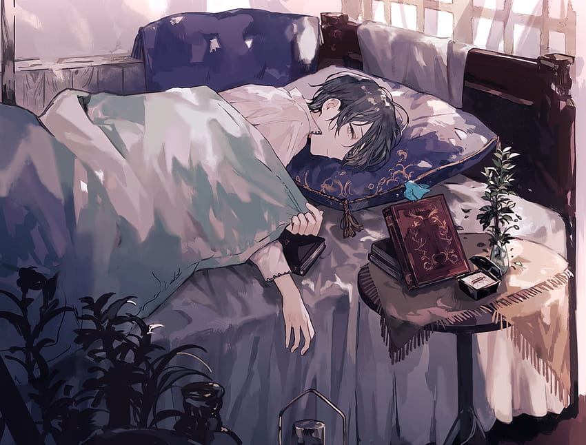 Sleeping, Shoujo, Books, Anime Boy, anime sleep HD wallpaper | Pxfuel